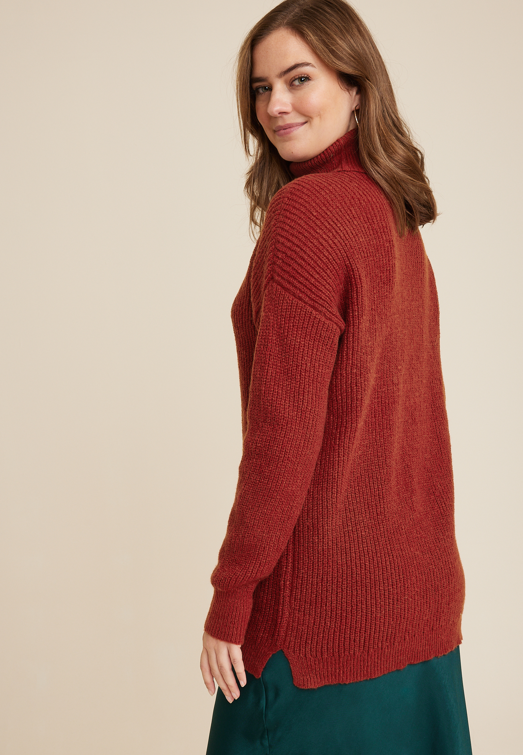 Shaker Stitch Turtleneck Sweater, C9154, large