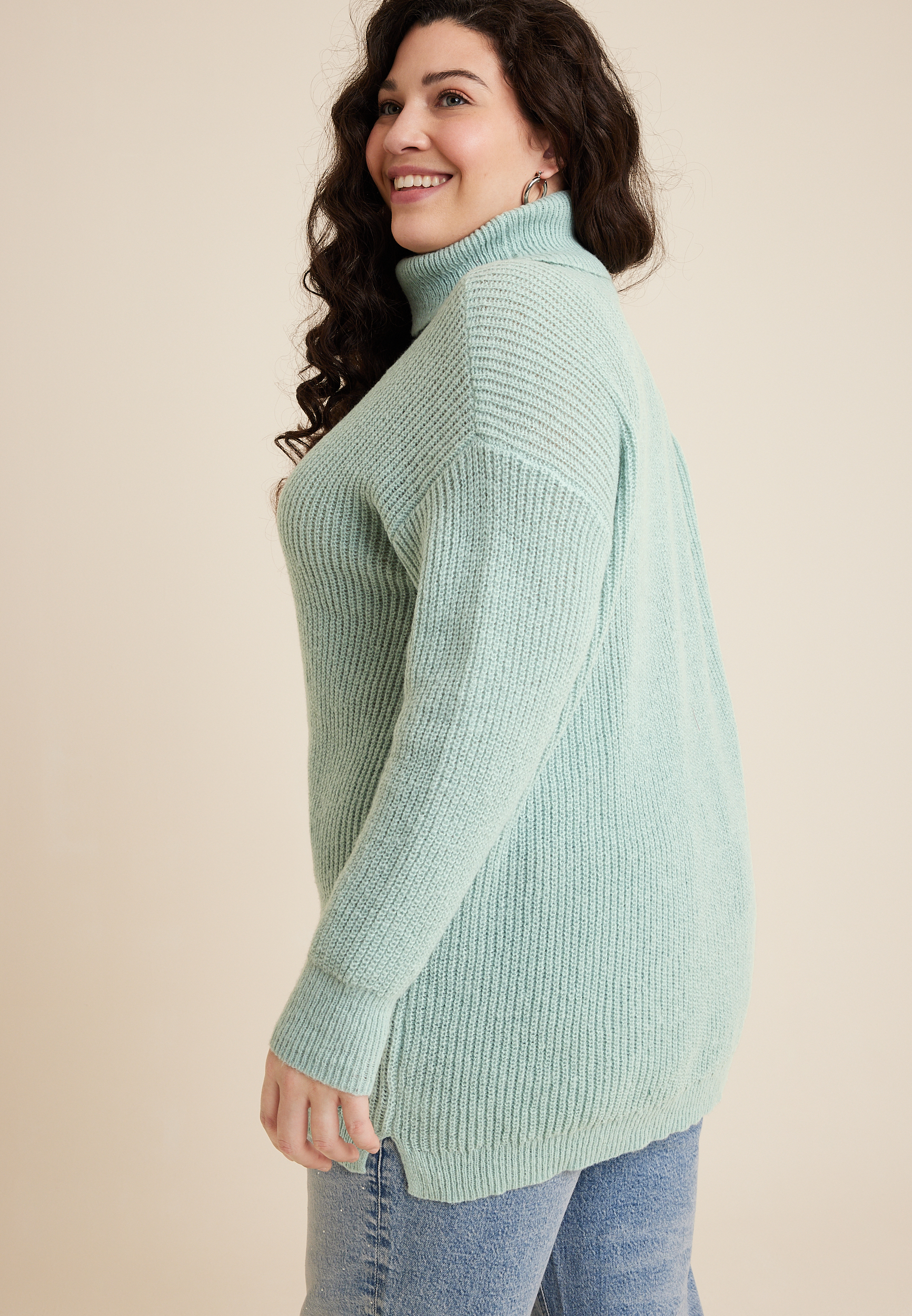 Shaker Stitch Turtleneck Sweater, C112, large