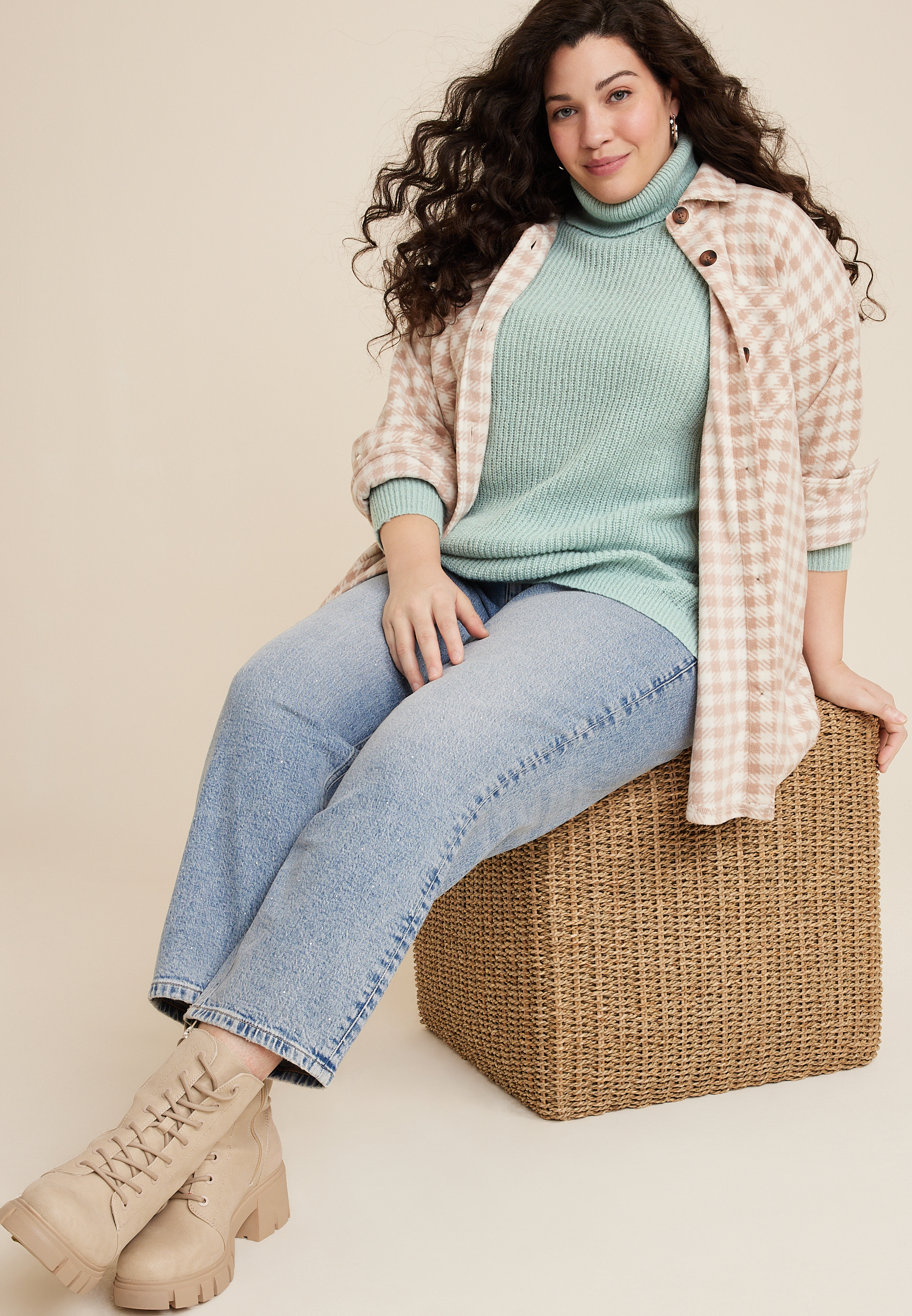 Shaker Stitch Turtleneck Sweater, C112, large