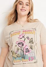 Plus Size Grow Freely Graphic Tee, OATMEAL HEATHER, small