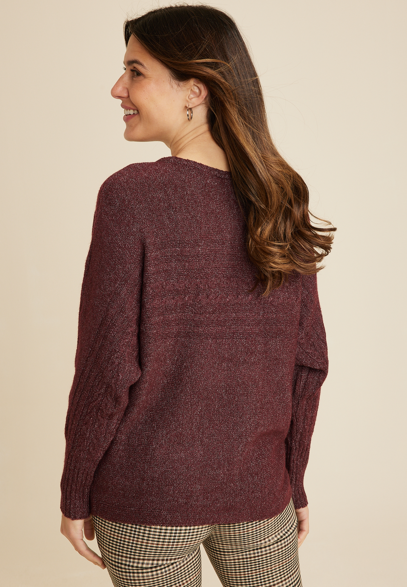 Cable Knit Dolman Sweater, C3058, large