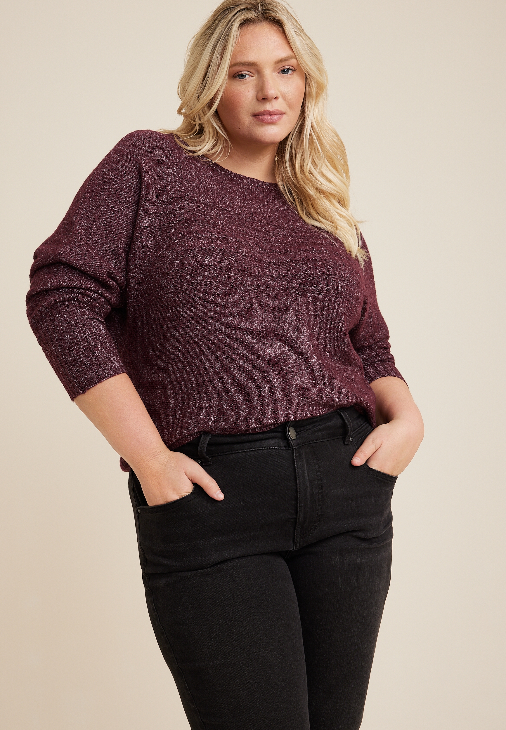 Plus Size Cable Knit Dolman Sweater | maurices