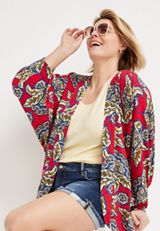 Plus Size Floral Kimono, C6875, small
