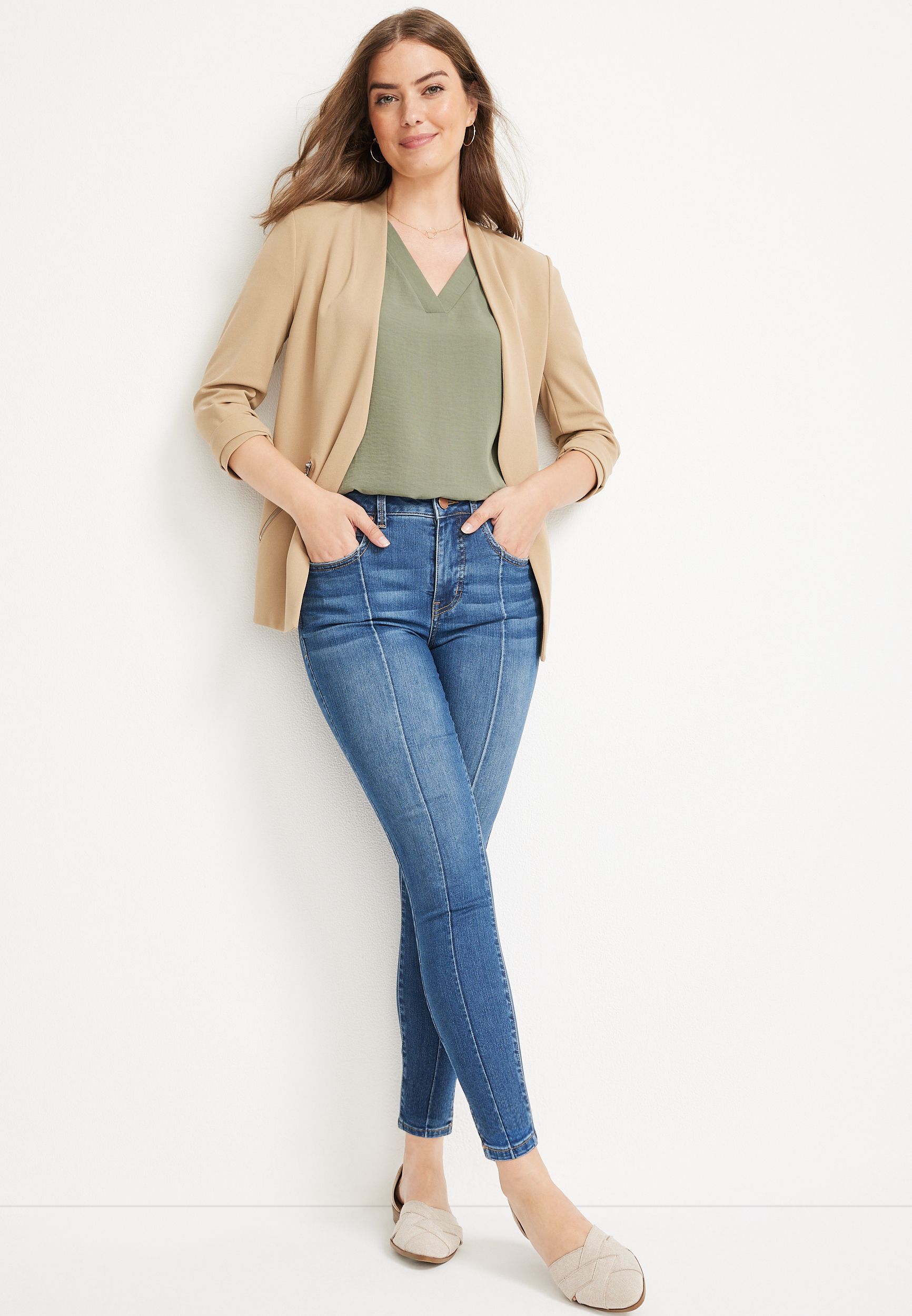 m jeans by maurices™ Everflex™ Super Skinny High Rise Front Seam Ankle ...