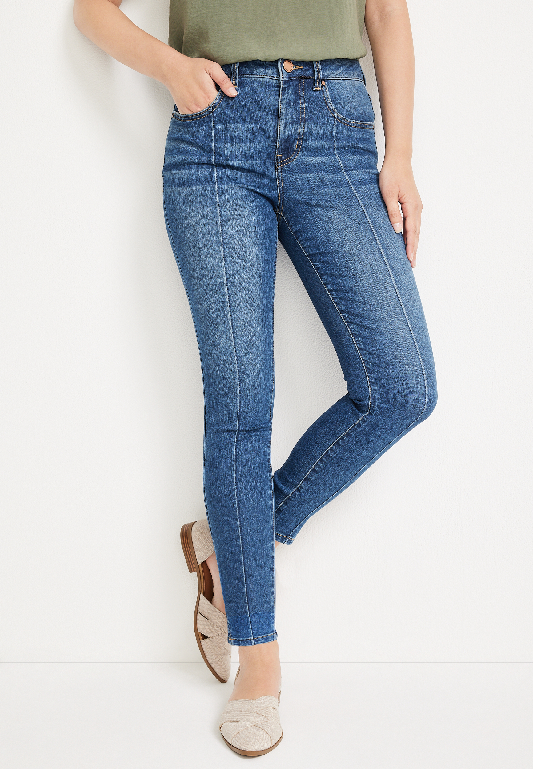 m jeans by maurices&trade; Everflex&trade; Super Skinny High Rise Front Seam Ankle Jean, C3337, large
