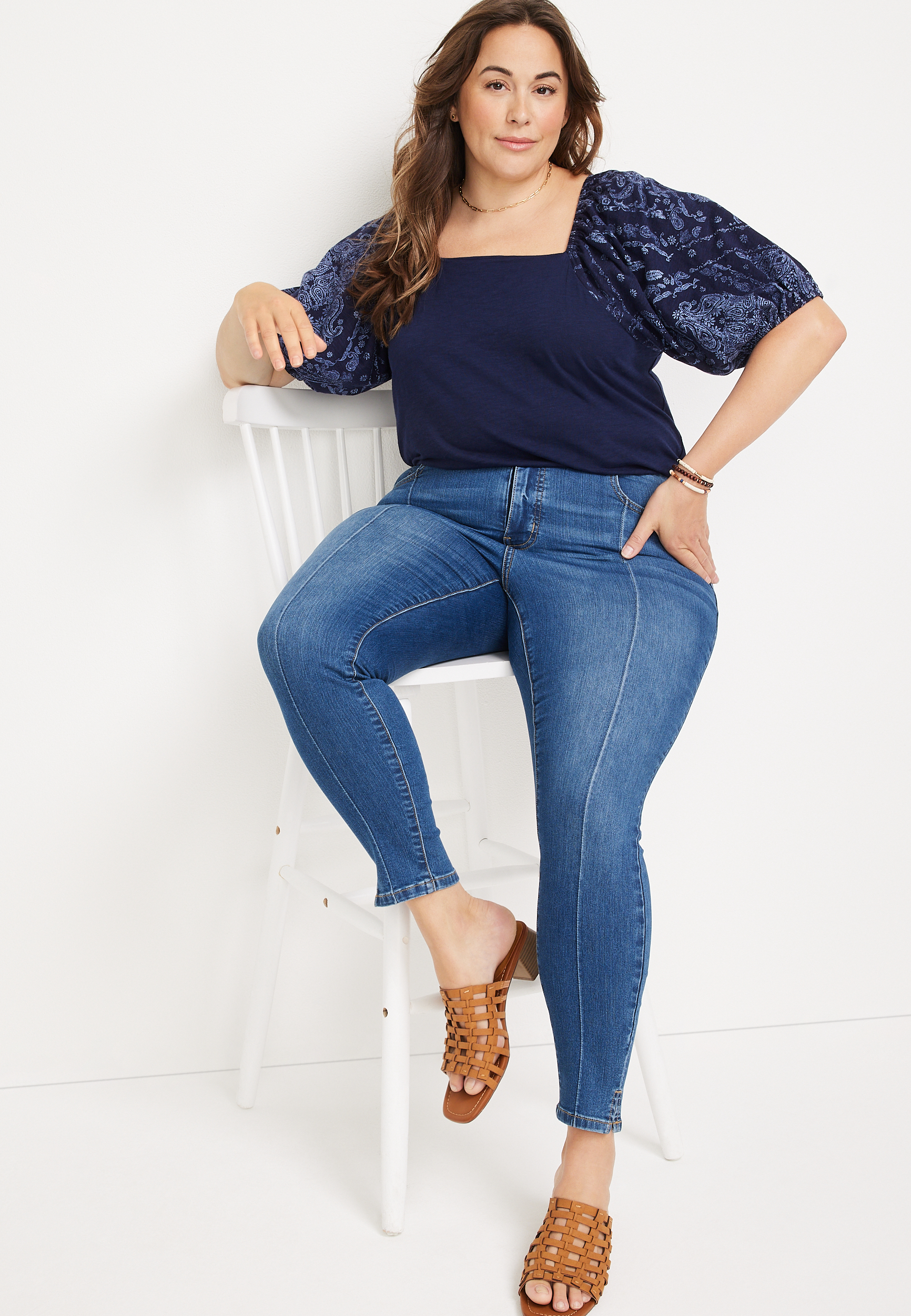 Plus Size m jeans by maurices&trade; Everflex&trade; Super Skinny High Rise Seamed Jean, MEDIUM SANDBLAST, large