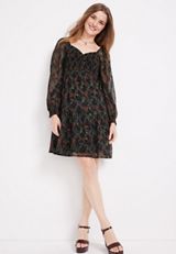 Arbor Floral Smocked Dress, BLACK COMBO, small