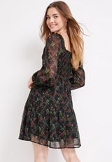 Arbor Floral Smocked Dress, BLACK COMBO, small