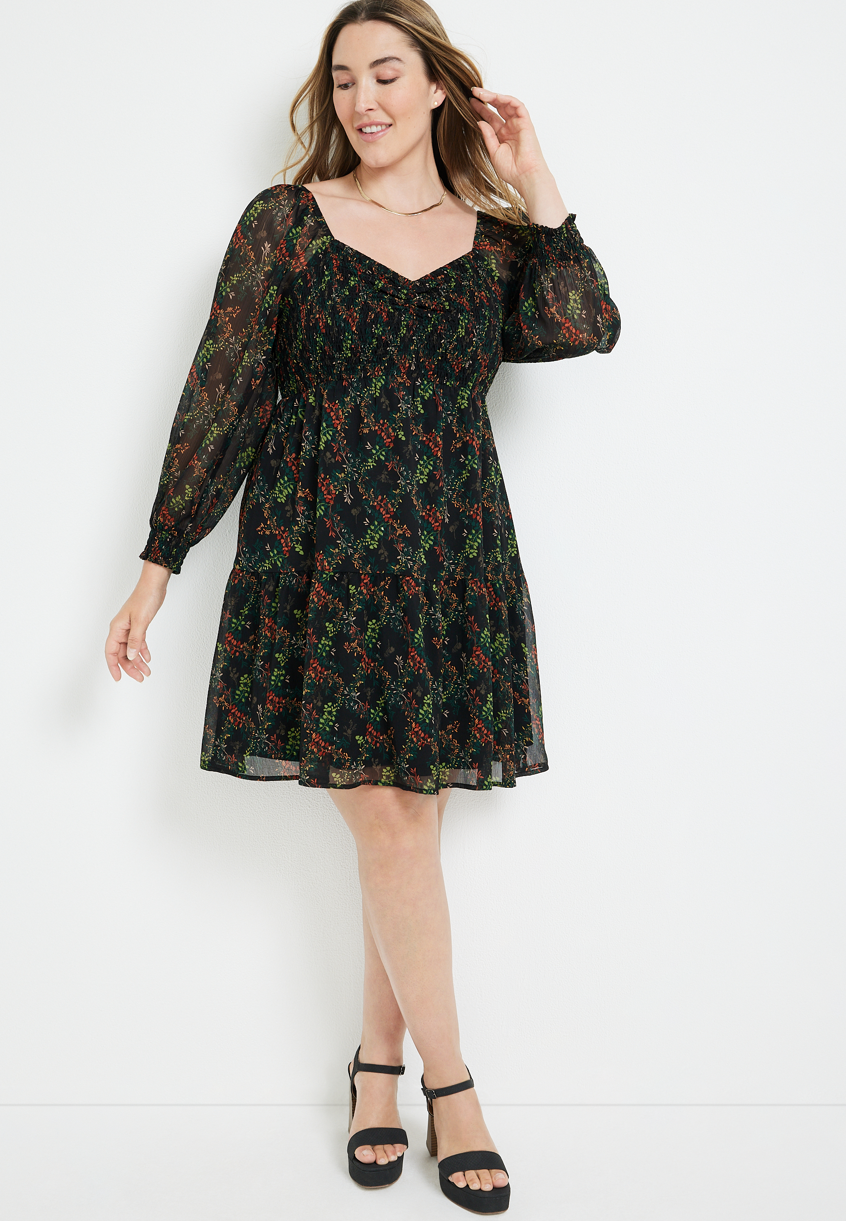 Plus Size Arbor Floral Smocked Dress