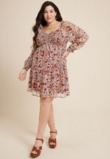 Plus Size Arbor Floral Smocked Dress, C4343, small