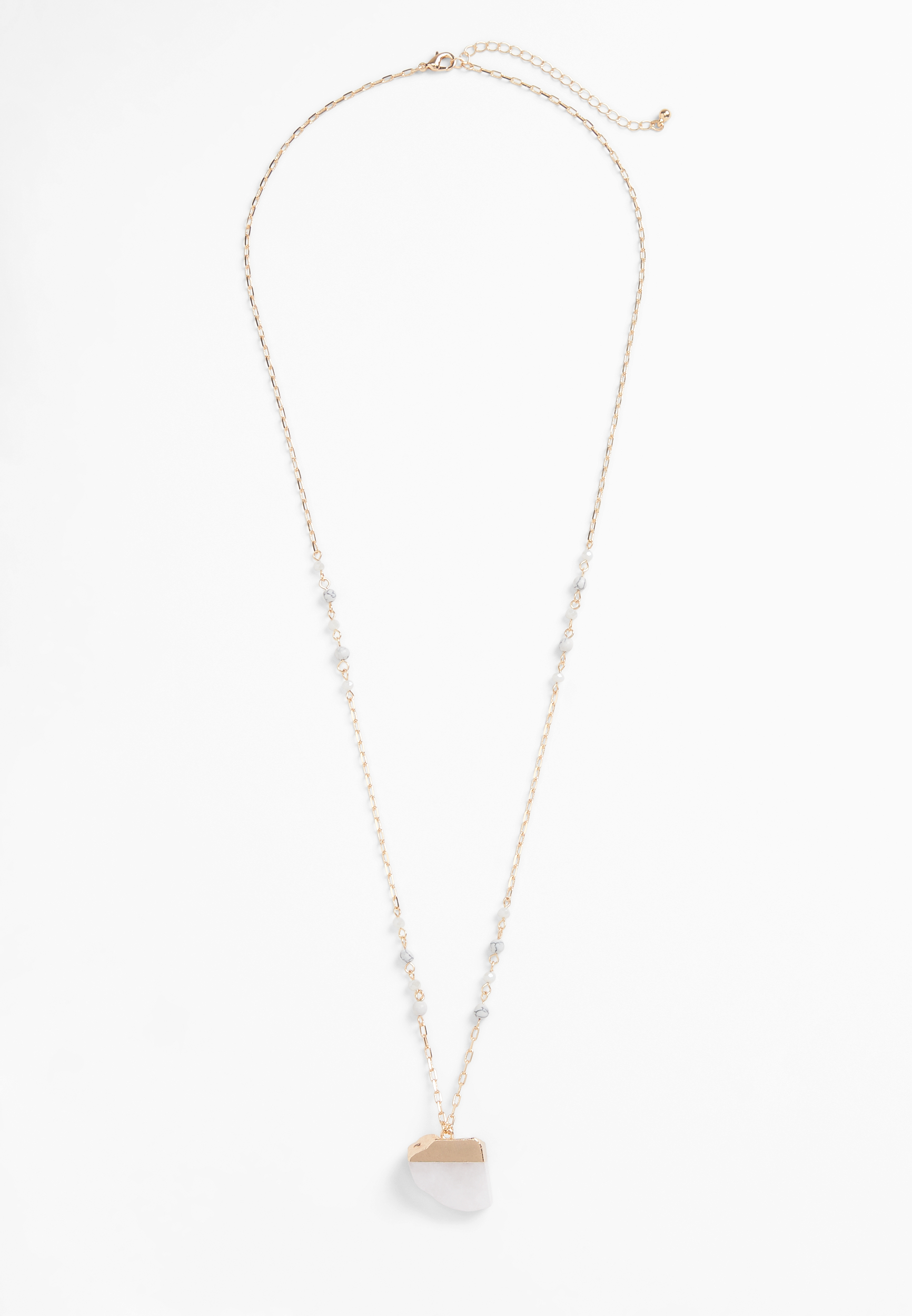Crystal Stone Pendant Necklace, , large