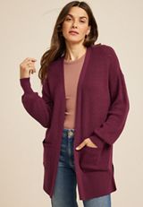 Drop Shoulder Open Front Cardigan, C3056, small