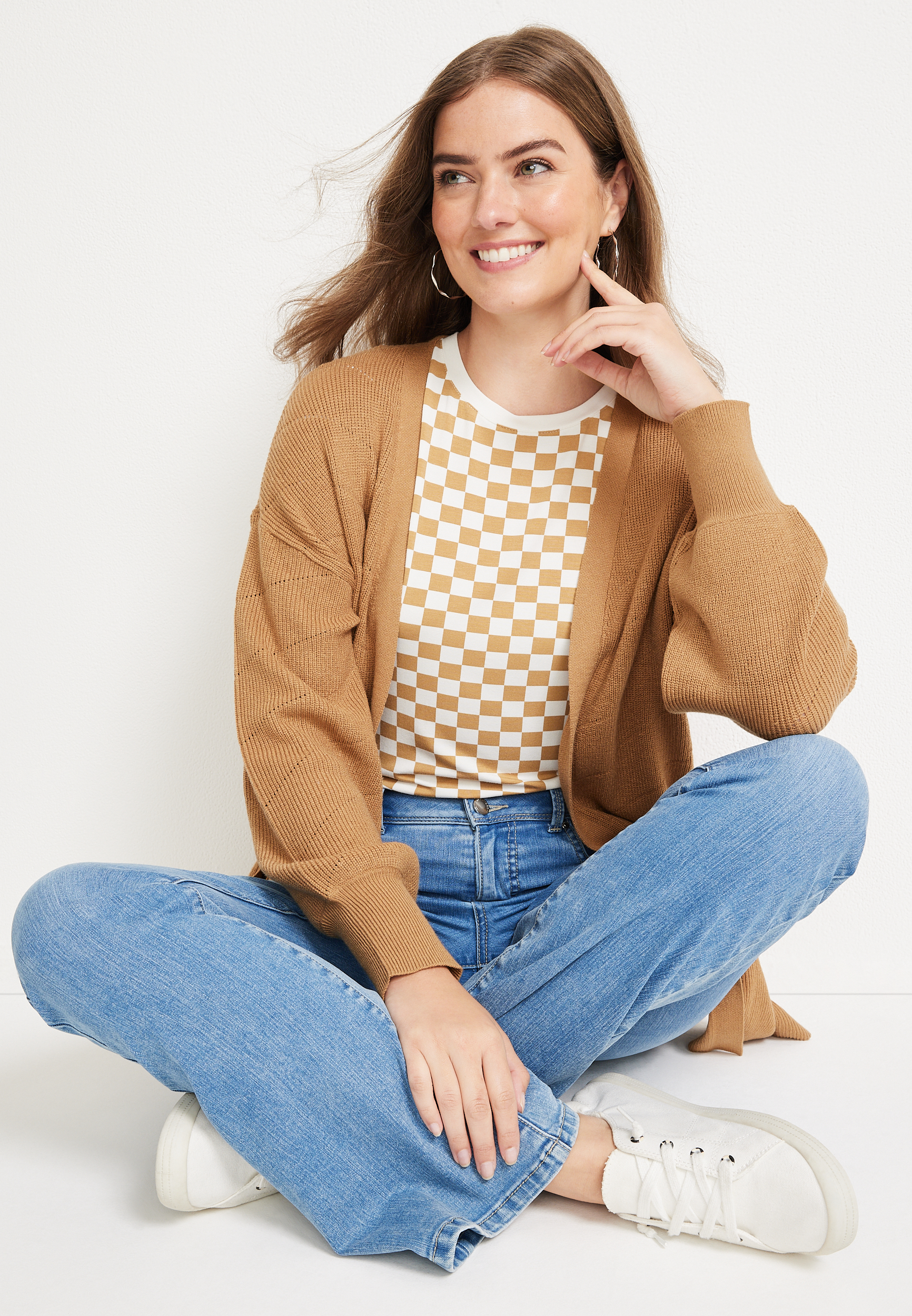 Drop Shoulder Open Front Cardigan