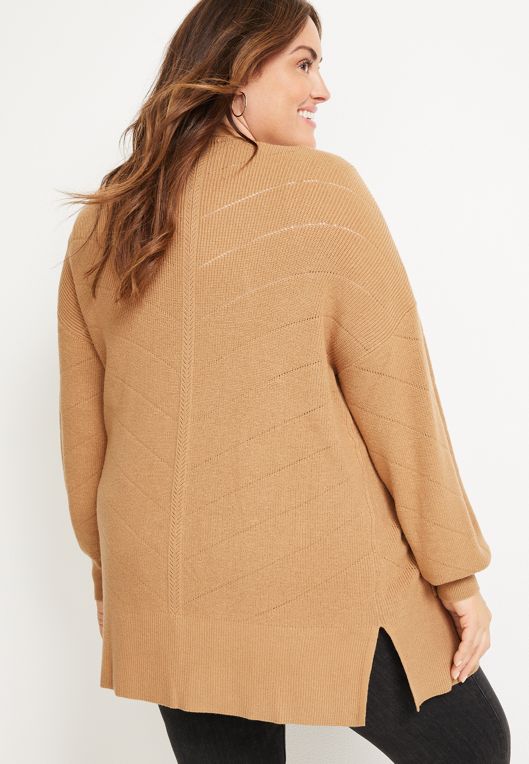 Plus Drop Shoulder Open Front Cardigan