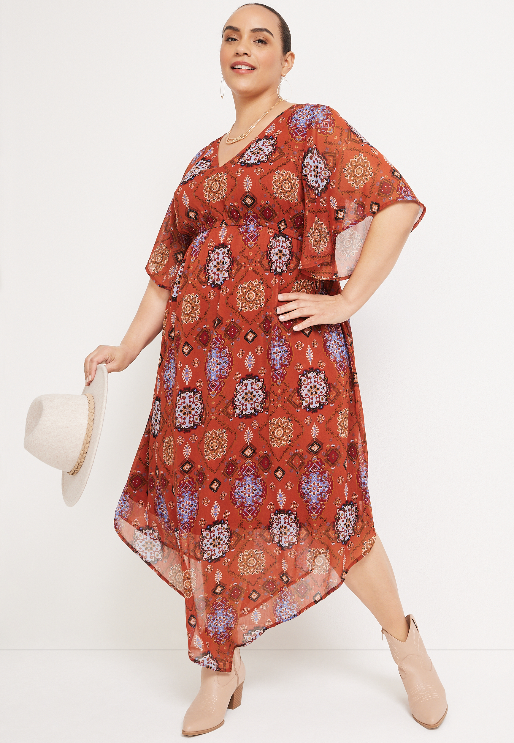 Plus Size Medallion Midi Dress, C5528, large