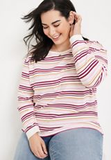 Plus Size Striped Criss Cross Back Sweatshirt, C1524, small