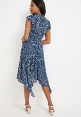 Scattered Dot Flutter Sleeve Midi Dress, , small