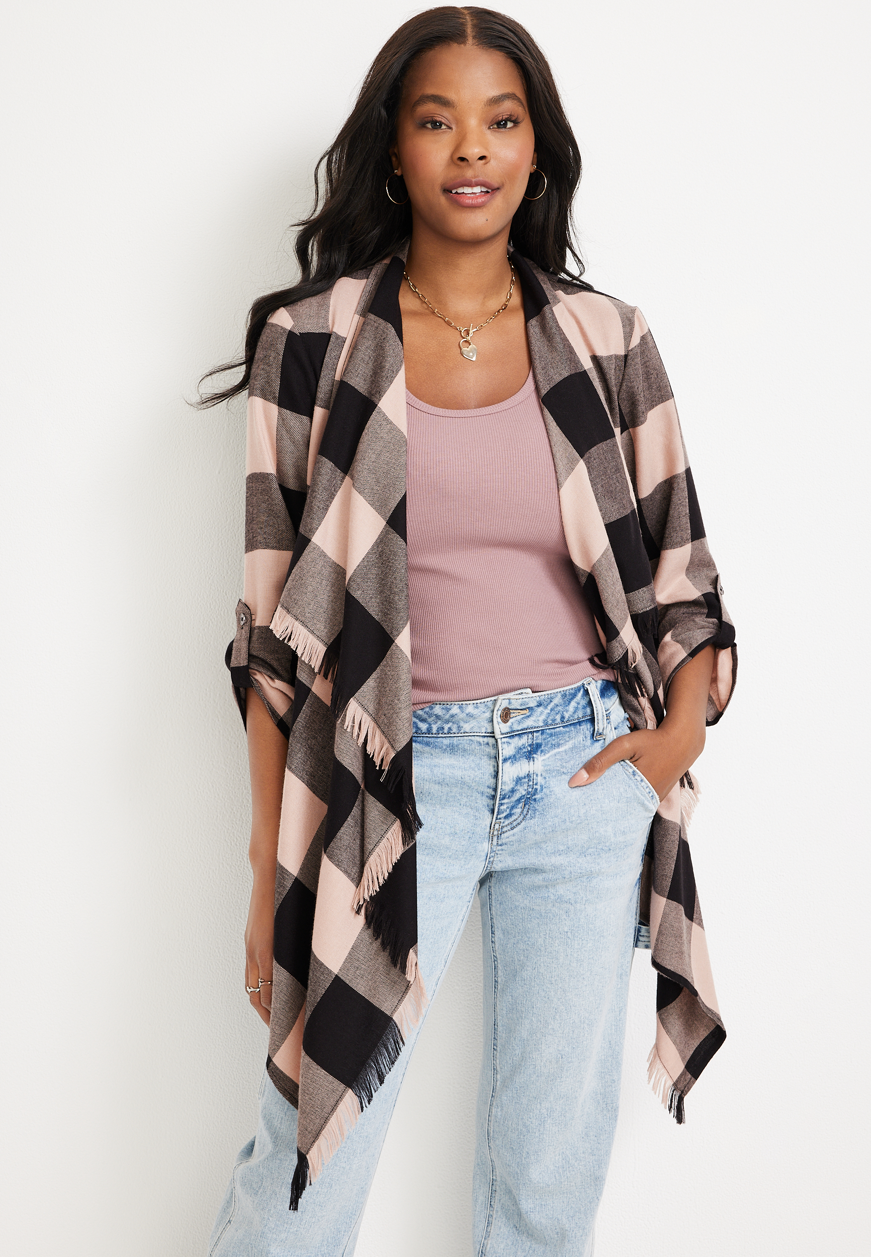 Plaid kimono outlet cardigan