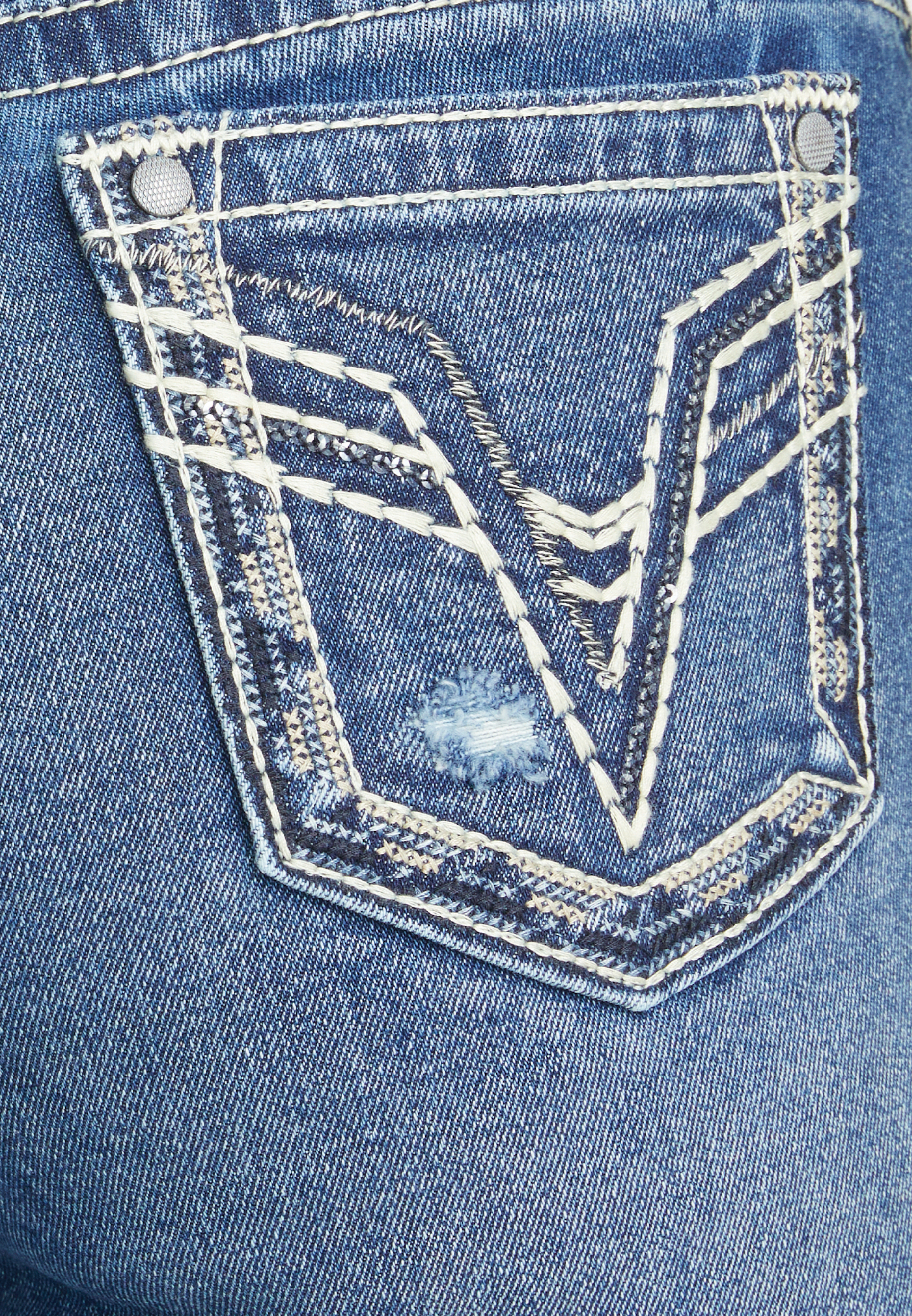 Vigoss&reg; Heritage Mid Rise Western Embroidered Yoke Flare Jean, C258, large