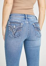 Vigoss&reg; Mid Rise Faux Flap Pocket Ankle Bootcut Jean, C3337, small