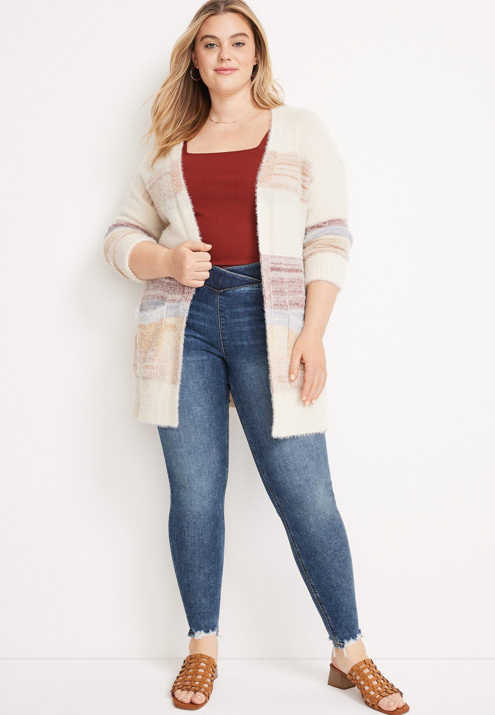Plus Size m jeans by maurices&trade; Cool Comfort Super Skinny High Rise Crossover Jean, MEDIUM SANDBLAST, large