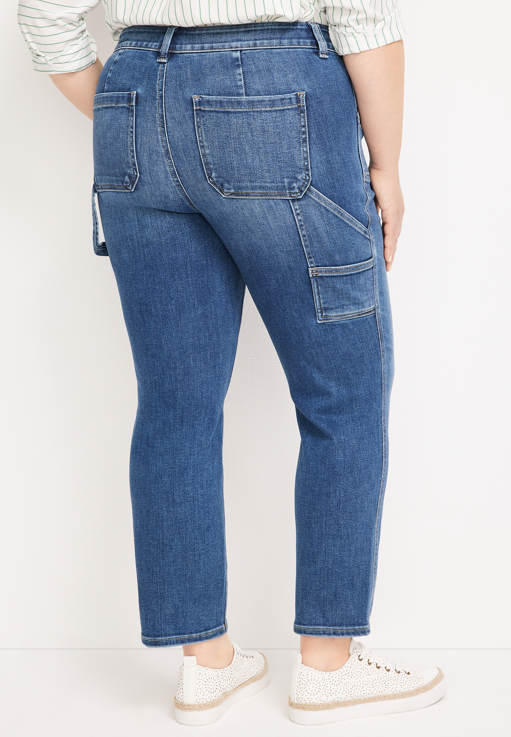 Plus Size edgely&trade; Slim Straight High Rise Carpenter Ankle Jean, C258, large