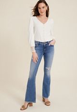 edgely&trade; Mid Rise Ripped Flare Jean, C3337, small