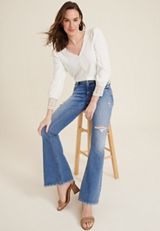 edgely&trade; Mid Rise Ripped Flare Jean, C3337, small