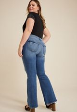 Plus Size edgely&trade; Mid Rise Ripped Flare Jean, C3337, small