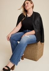 Plus Size edgely&trade; Mid Rise Ripped Flare Jean, C3337, small