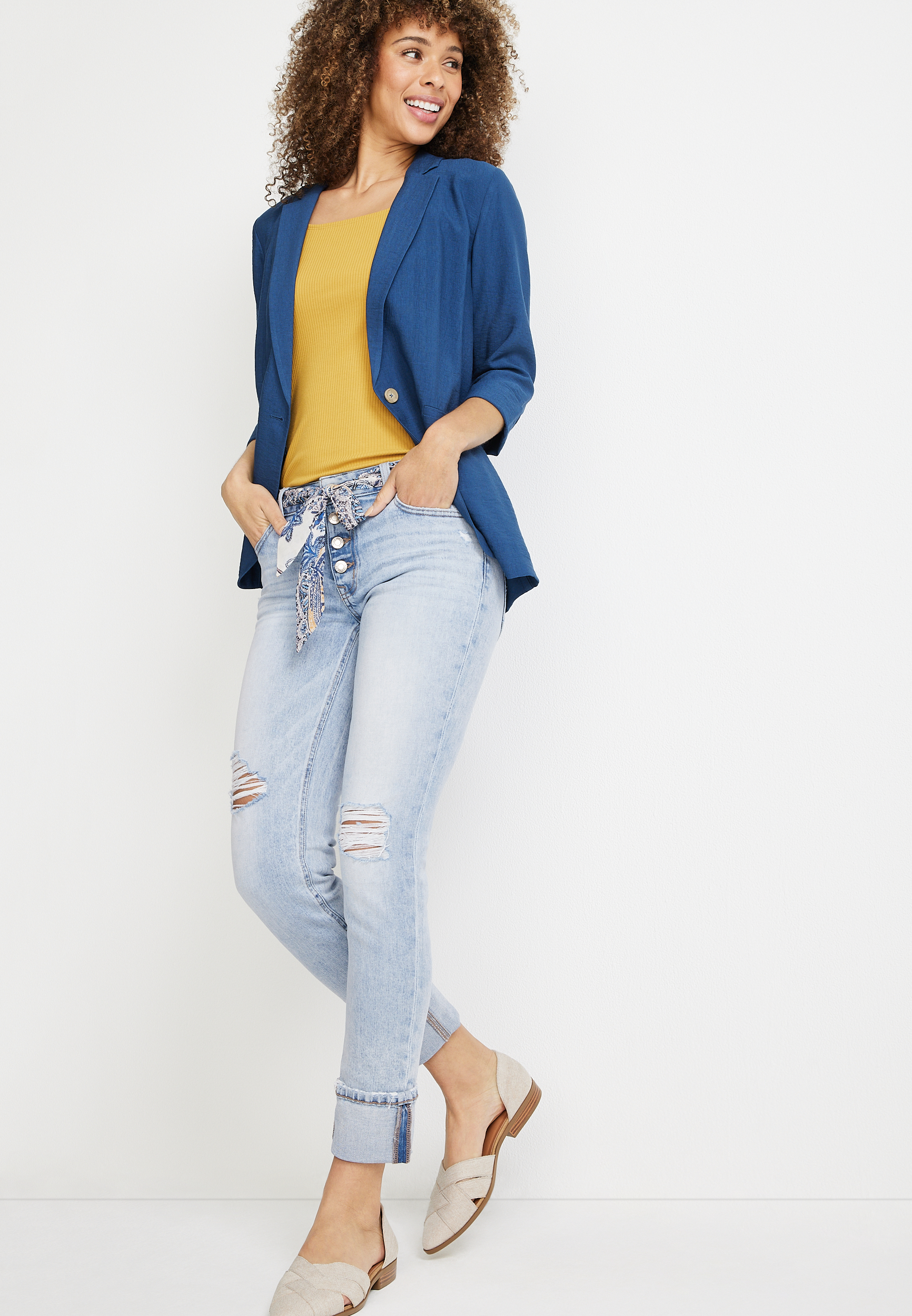 m jeans by maurices&trade; Slim Straight Ankle Mid Rise Jean, C2806, large