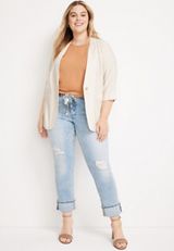 Plus Size m jeans by maurices&trade; Slim Straight Ankle Mid Rise Jean, LIGHT SANDBLAST, small