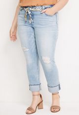 Plus Size m jeans by maurices&trade; Slim Straight Ankle Mid Rise Jean, LIGHT SANDBLAST, small