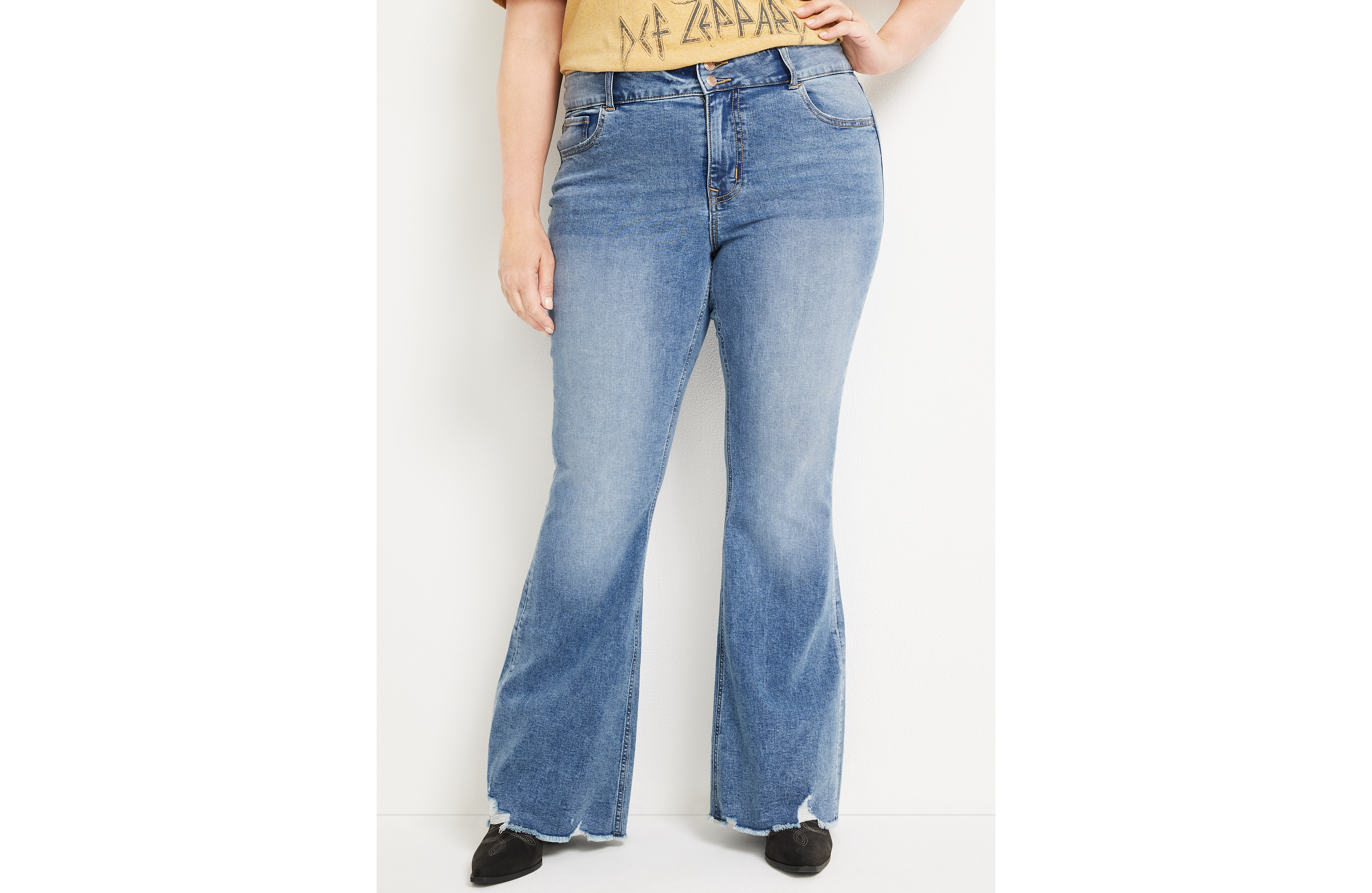 Plus m jeans by maurices™ Flare Cool Comfort High Rise Ripped Hem Jean