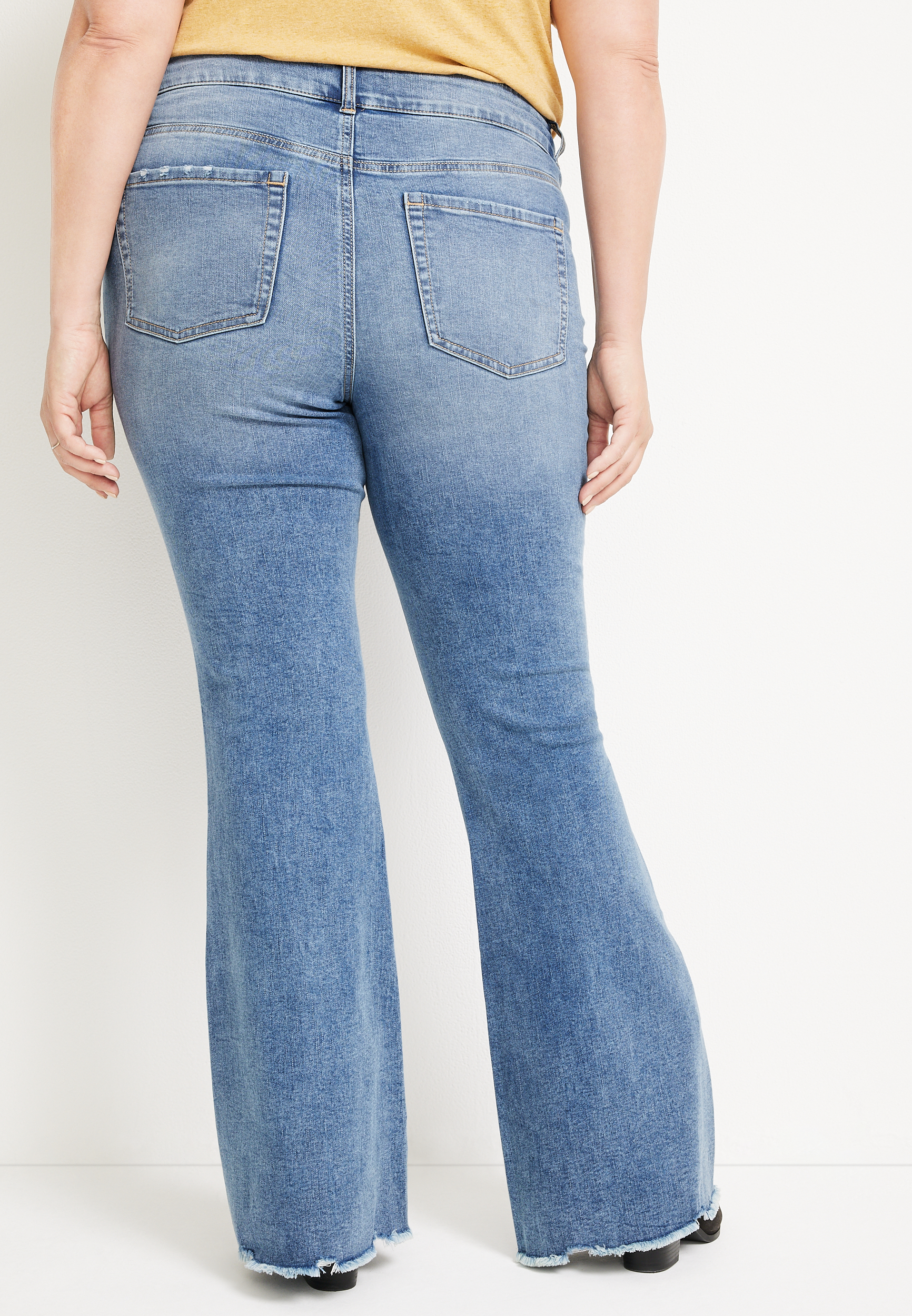 Plus Size m jeans by maurices&trade; Flare Cool Comfort High Rise Ripped Hem Jean, C2806, large
