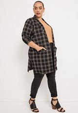 Plus Size Windowpane Duster Blazer, C1756, small