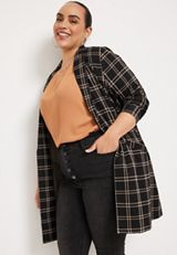 Plus Size Windowpane Duster Blazer, C1756, small