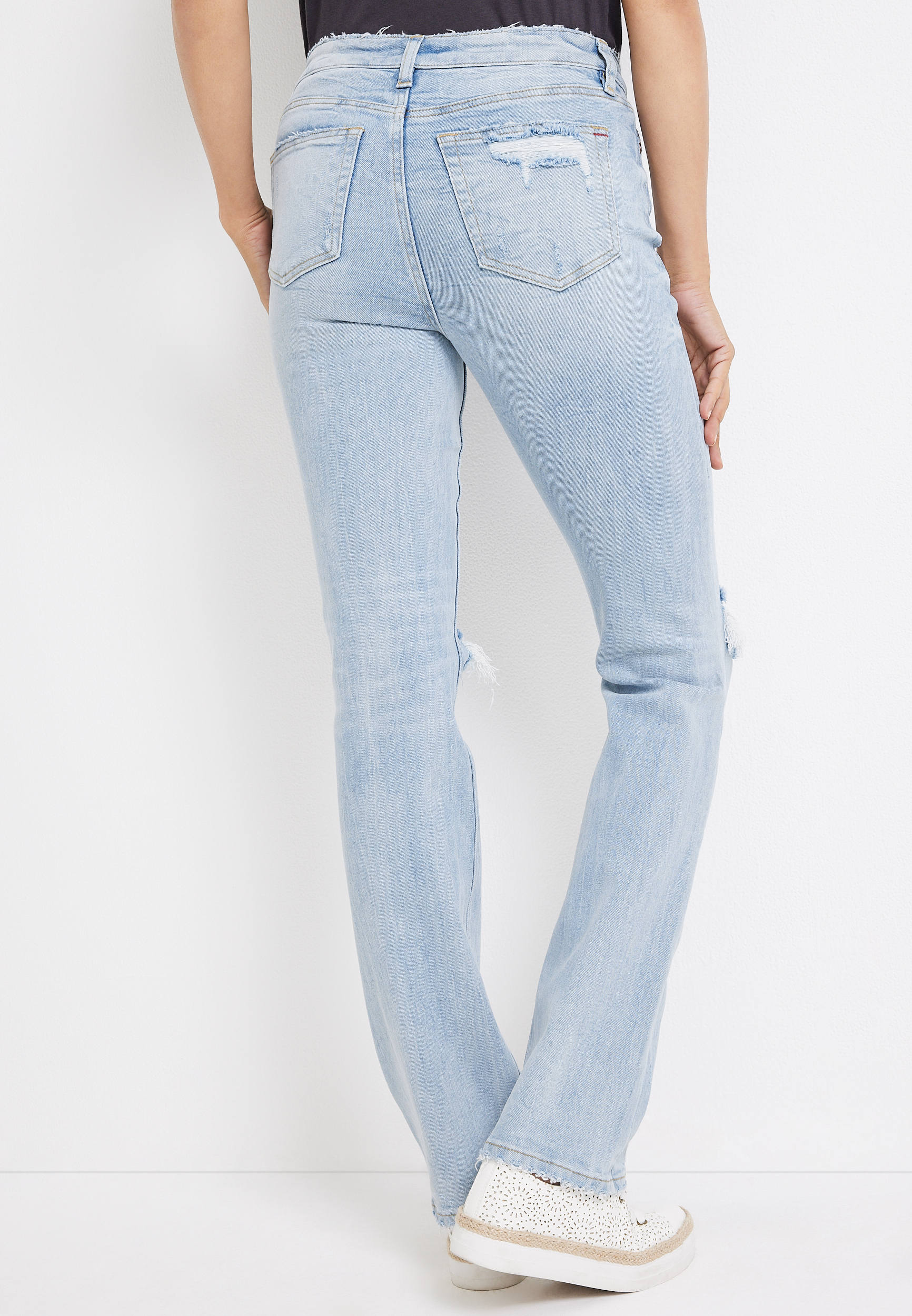 edgely&trade; Slim Boot High Rise Ripped Jean, C2806, large