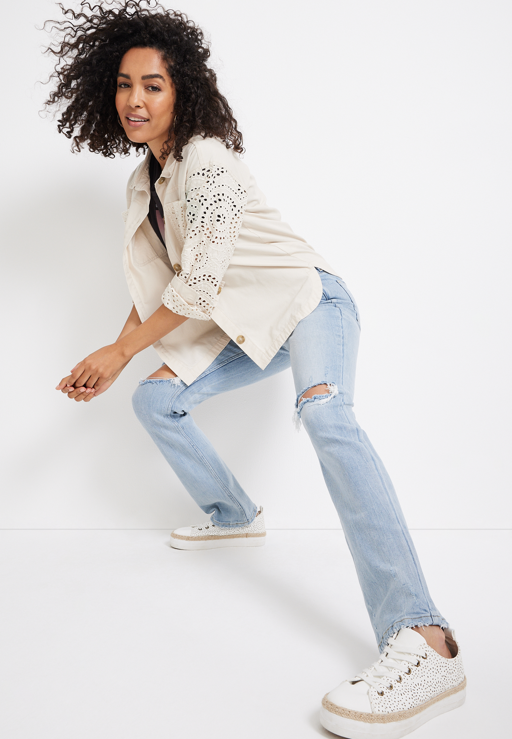 edgely&trade; Slim Boot High Rise Ripped Jean, C2806, large
