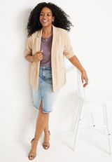 Plus Size Frayed Hem Denim Skirt, C2806, small