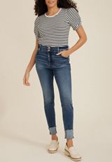 edgely&trade; Super Skinny Mid Fit Mid Rise Double Button Jean, DARK SANDBLAST, small