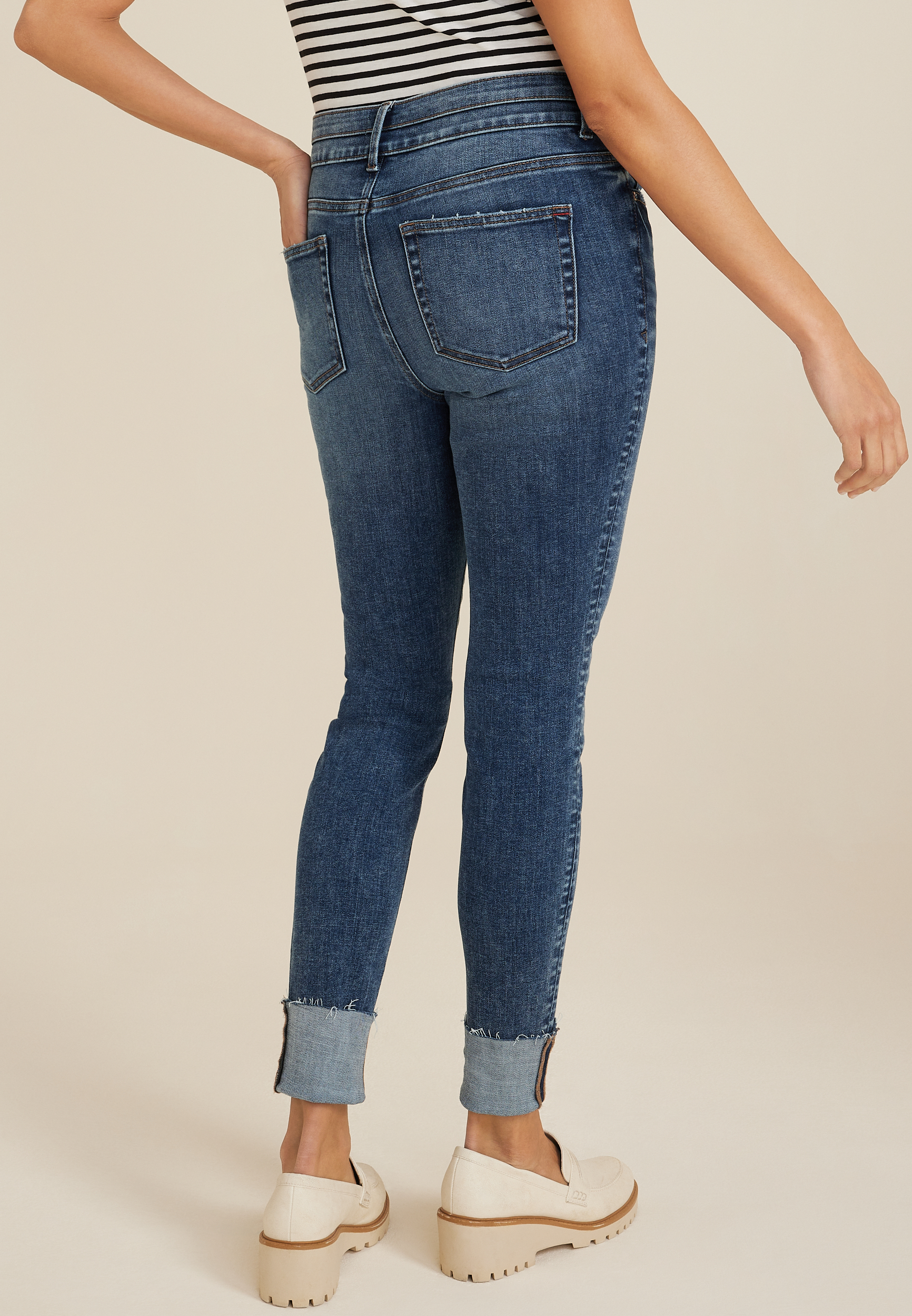 edgely&trade; Super Skinny Mid Fit Mid Rise Double Button Jean, DARK SANDBLAST, large