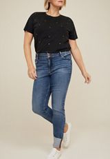 Plus Size edgely&trade; Super Skinny Mid Fit Mid Rise Double Button Jean, C258, small