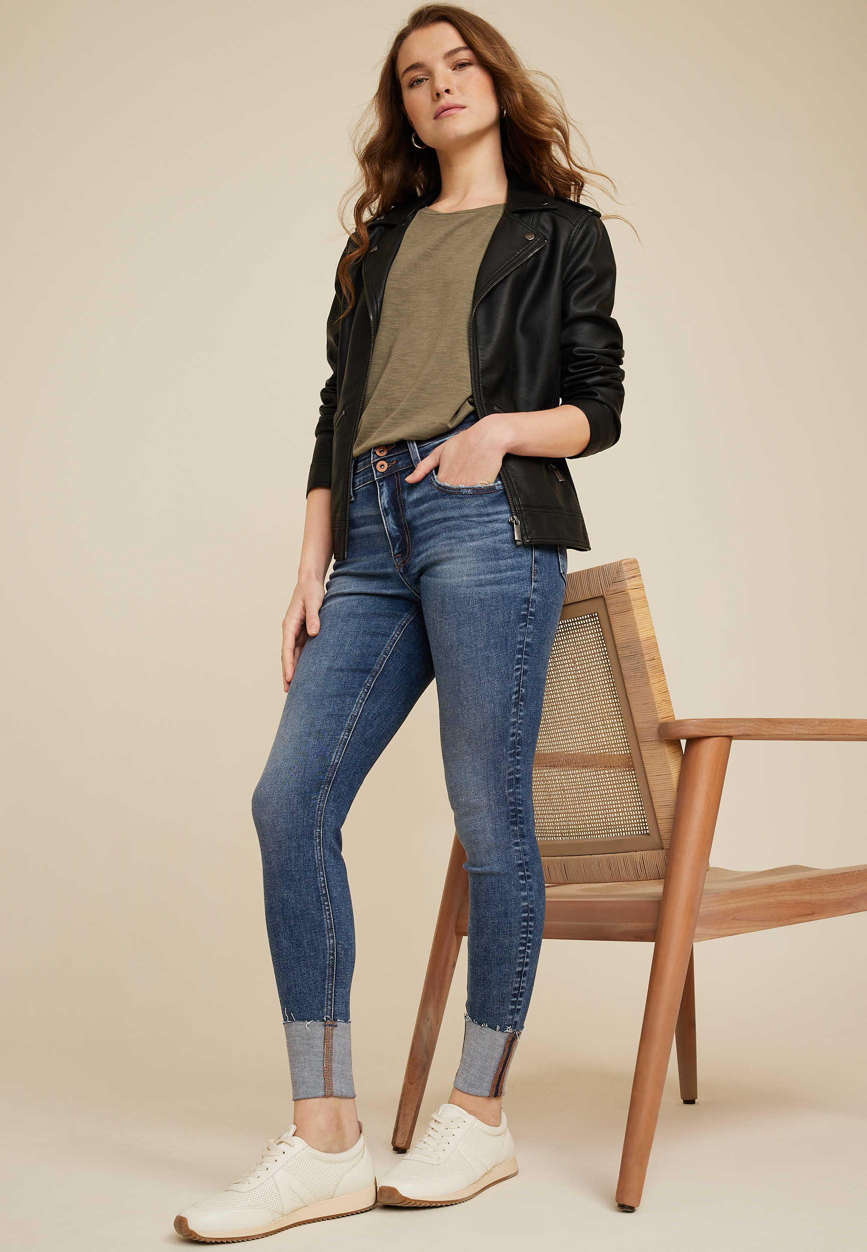 edgely&trade; Super Skinny Curvy High Rise Double Button Jean, C258, large