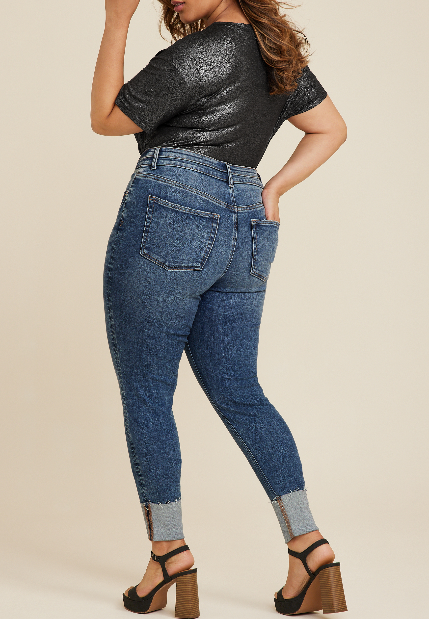 Plus Size edgely&trade; Super Skinny High Rise Curvy Double Button Jean, C258, large