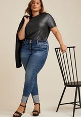 Plus Size edgely&trade; Super Skinny High Rise Curvy Double Button Jean, C258, small