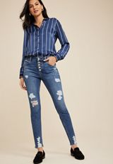 m jeans by maurices&trade; High Rise Button Fly Super Skinny Jean, C258, small