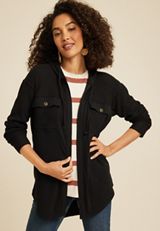 Hooded Waffle Cardigan, , small