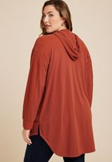 Plus Size Hooded Waffle Cardigan, C5722, small