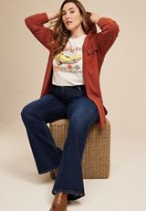 Plus Size Hooded Waffle Cardigan, C5722, small
